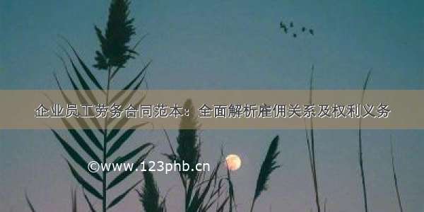 企业员工劳务合同范本：全面解析雇佣关系及权利义务