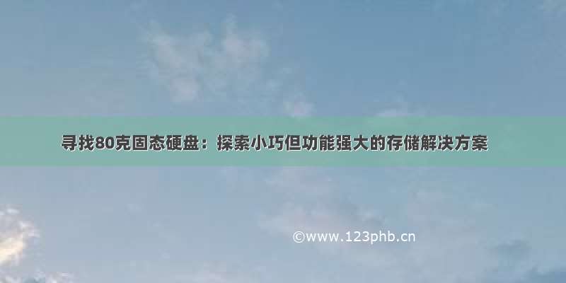 寻找80克固态硬盘：探索小巧但功能强大的存储解决方案