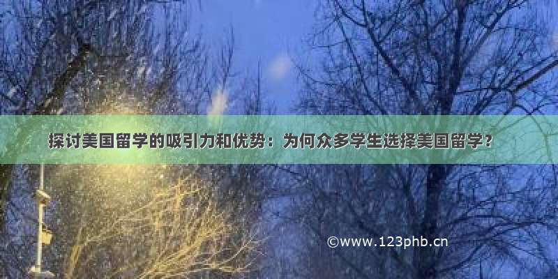 探讨美国留学的吸引力和优势：为何众多学生选择美国留学？