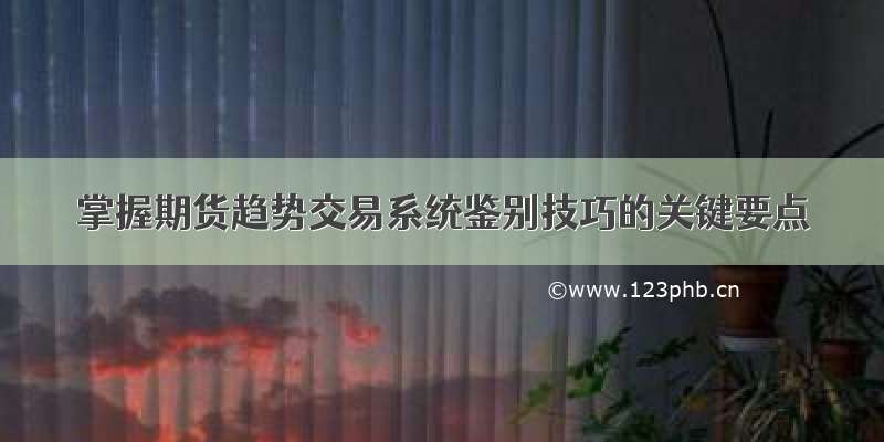 掌握期货趋势交易系统鉴别技巧的关键要点