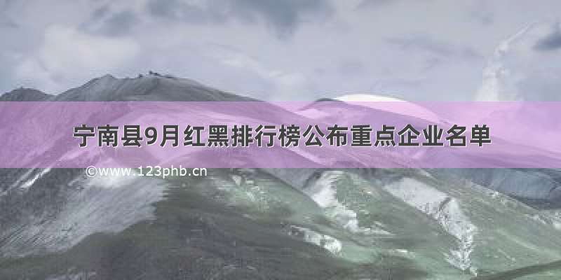 宁南县9月红黑排行榜公布重点企业名单