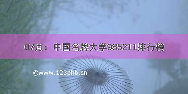07月：中国名牌大学985211排行榜